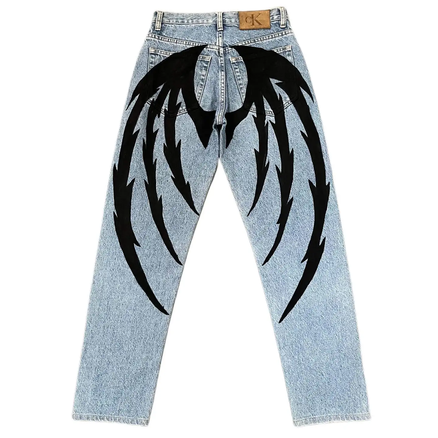 Jean Hip Hop à Imprimé Graphique Dragon pour Homme et Femme, Baggy, Gothique, Taille Haute, Jambes Larges, Style Fjwide, Harajuku, Denim, Y2k