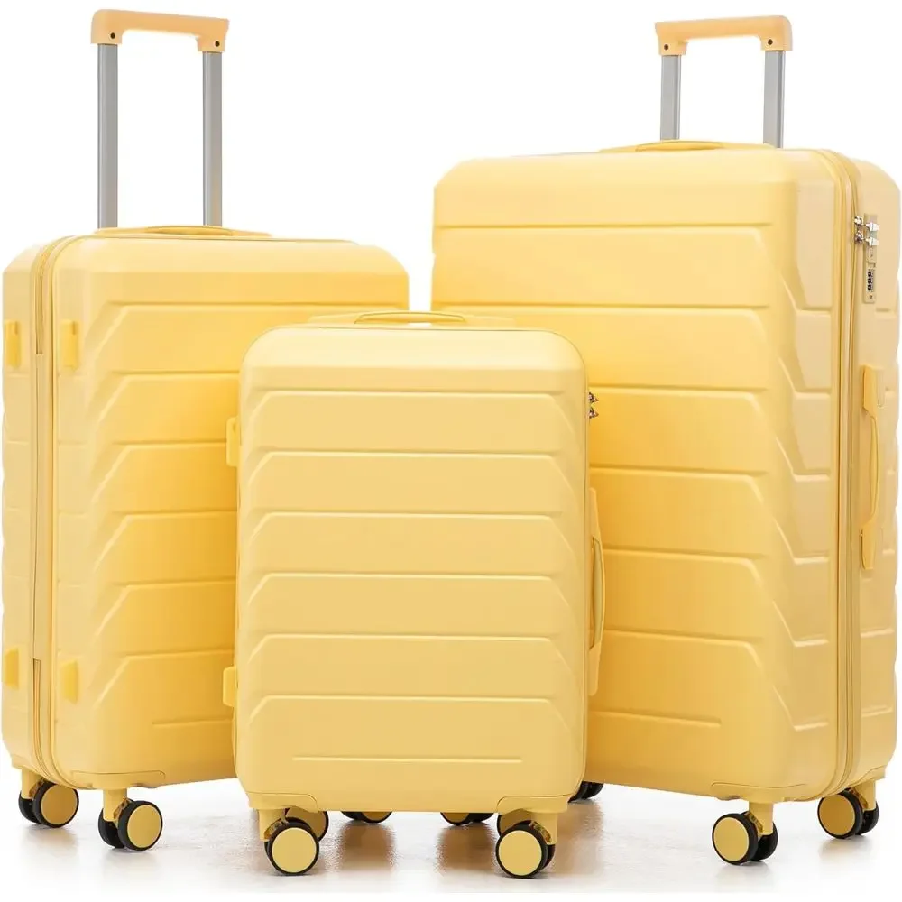 

3 Piece Hardshell ABS Spinner Luggage Set with Combination Lock