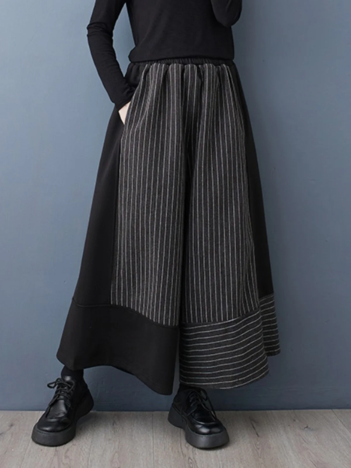 

Новые весенние широкие брюки в полоску с девятью точками, свободные повседневные брюки для женщин больших размеров, модный цветной дизайн Blo