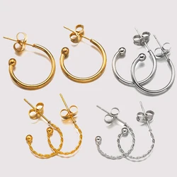 10pcs Gold Stainless Steel Half Hoop Huggie Earrings with Loop and Ear Nut for Women DIY Jewelry Dangle Earring Making Findings