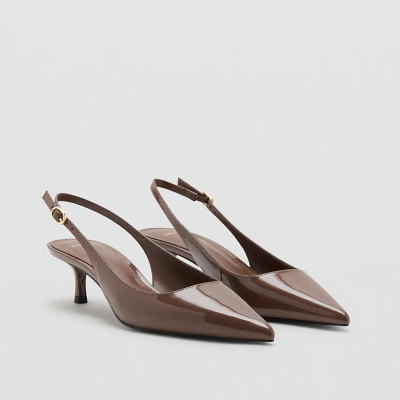 Sandalias de Moda Mango para Mujer, Verano 2026, Estilo Slip-On, Punta Abierta, Tacón Medio Elegante, Suela de Goma Cómoda