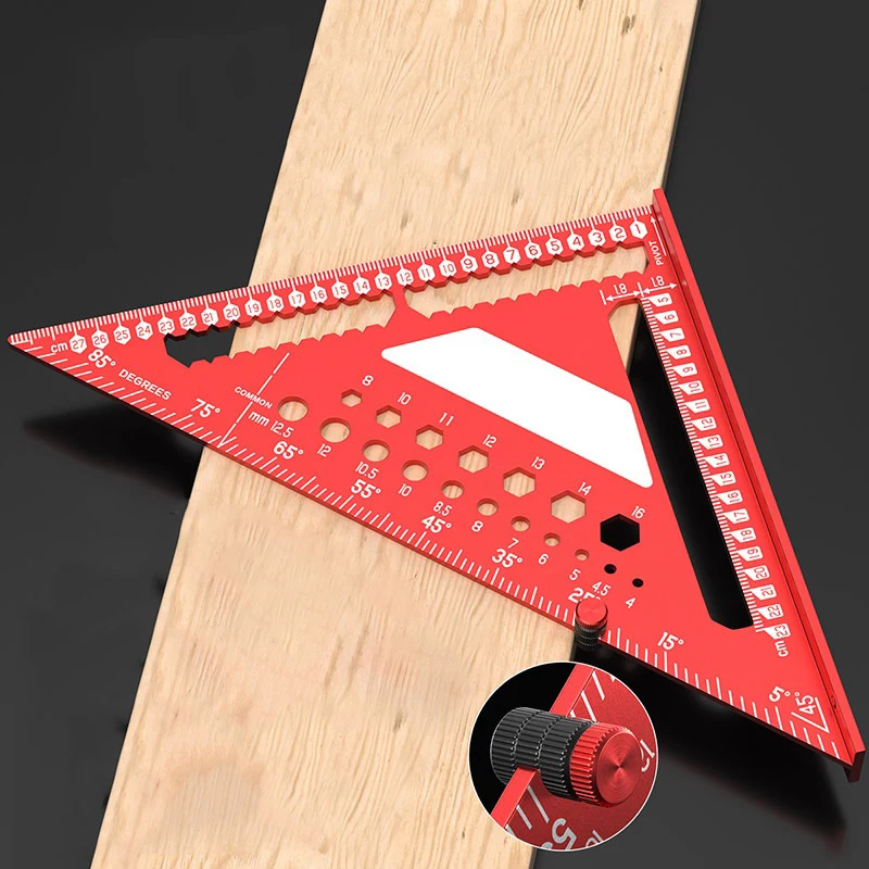 12inch Woodworking 3D Multi Angle Triangle Ruler With Positioning Pin, High-precision Scribe Marking Ruler Carpentry Square