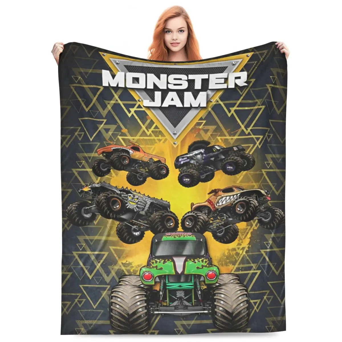 Monster Jam Grave Digger Truck Knitted Blanket Flannel Warm Throw Blanket for Outdoor Travel Bed Rug