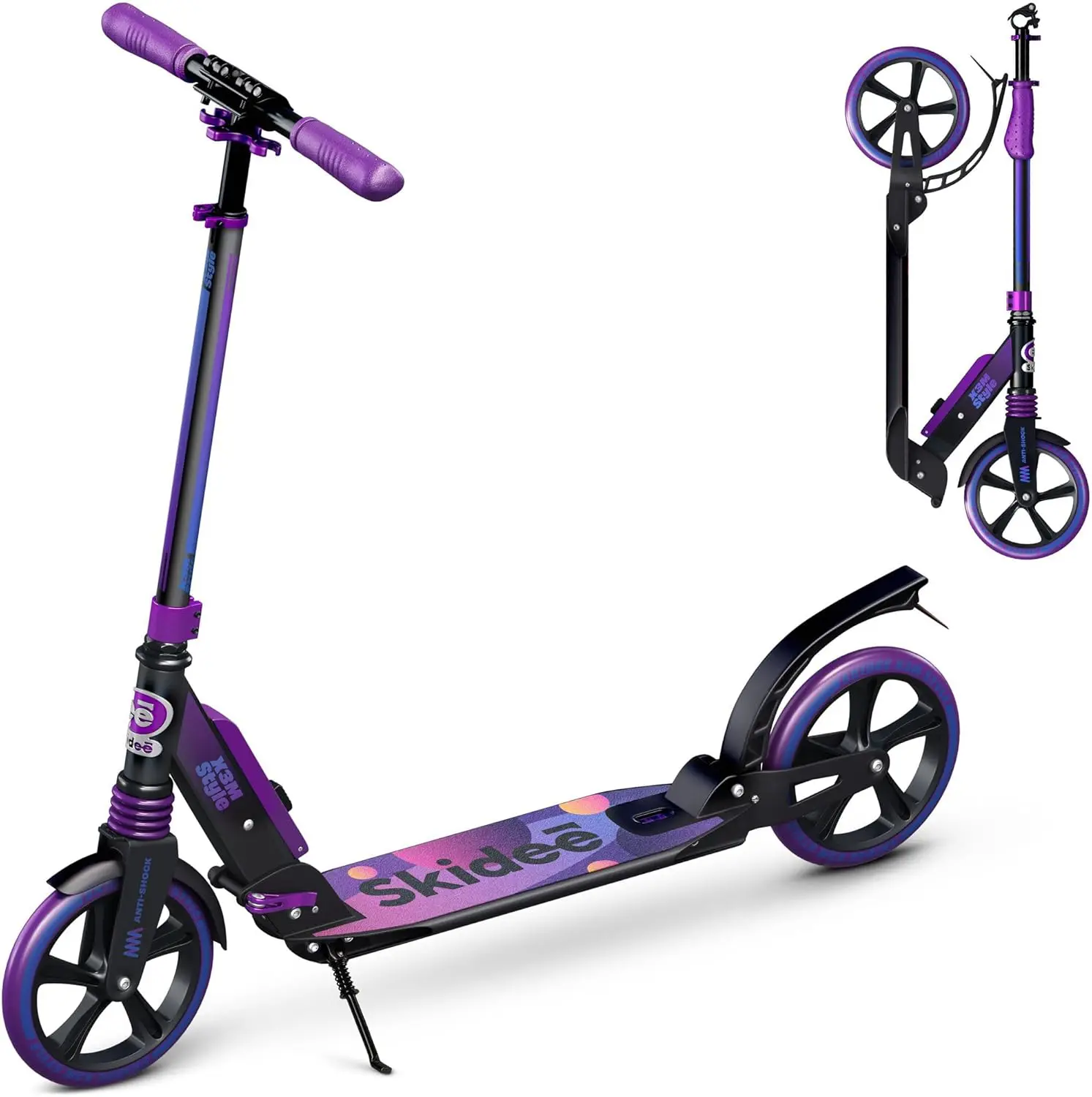 Scooter for Adults and Teens - Adjustable Height, Kids Scooter, Folding Scooter, Large Sturdy Wheels for Smooth Ride, Lightw