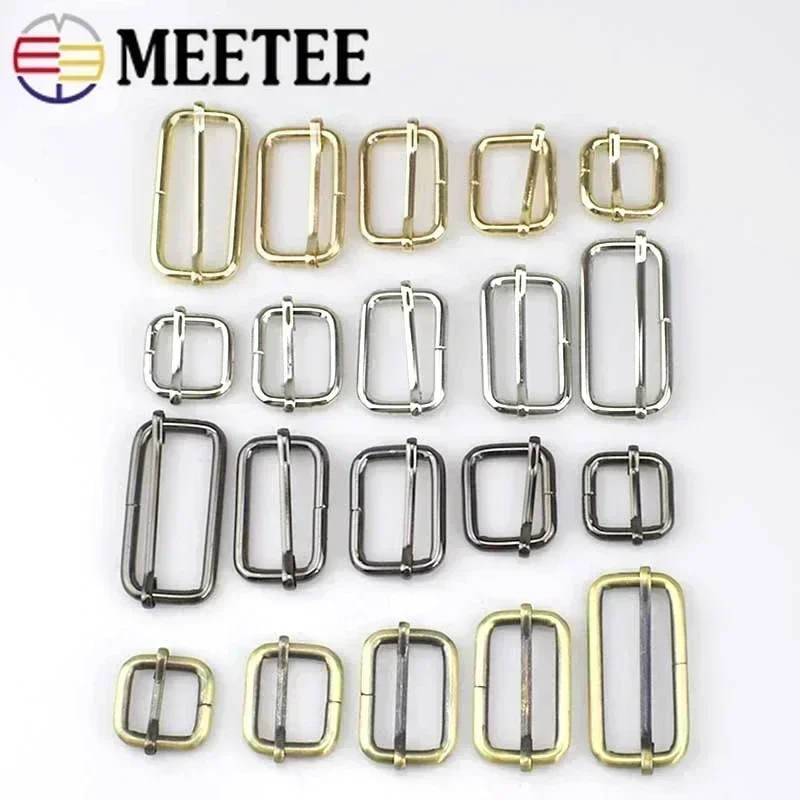 5/10Pc 20-50mm Metal Slides Tri-glides Wire-formed Roller Pin Buckles Strap Slider Adjuster for Bags Garment Leather Accessories