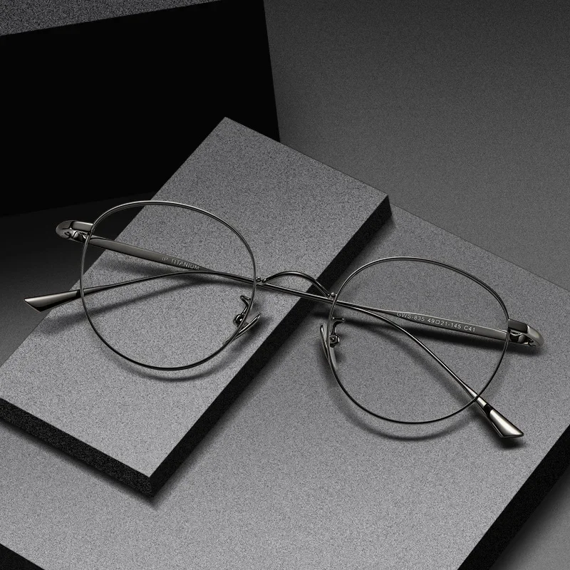 Rx óculos retro redondo titânio multifocal masculino óculos ópticos progressivos personalizados alta miopia prescrição óculos