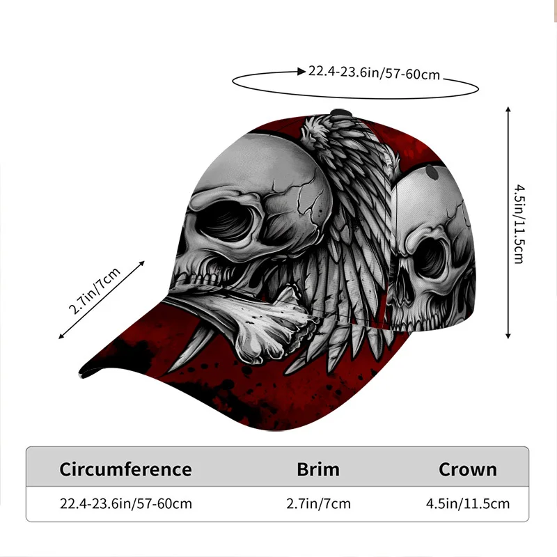 1pc of a Classic Baseball Cap Featuring a Skull with Wings Design a Casual Adjustable Duckbill Hat That Is Lightweight