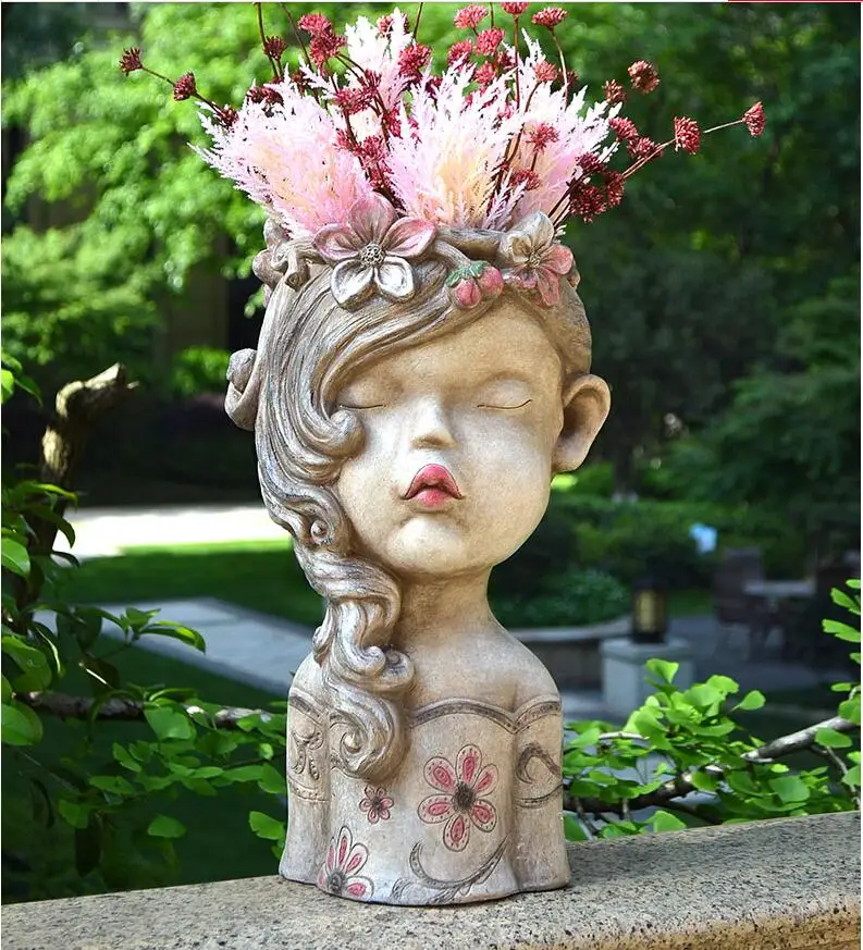 Cement Flower Pot Ornaments Courtyard Villa Park Accessories Crafts Outdoor Garden Figurines Decoration