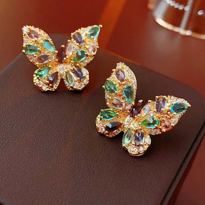 Übertriebene Luxus Kristall Blume Ohrstecker Damen Temperament Elegantes Modedesign Hochzeit Schmuck Valentinstag Geschenke