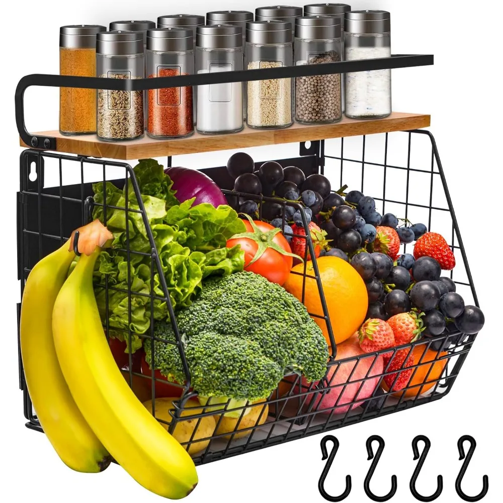 

магнитная полка для холодильника: контейнеры для хранения лука и картофеля, корзина с фруктами для кухонной стойки, магнитная полка для специй на холодильник.