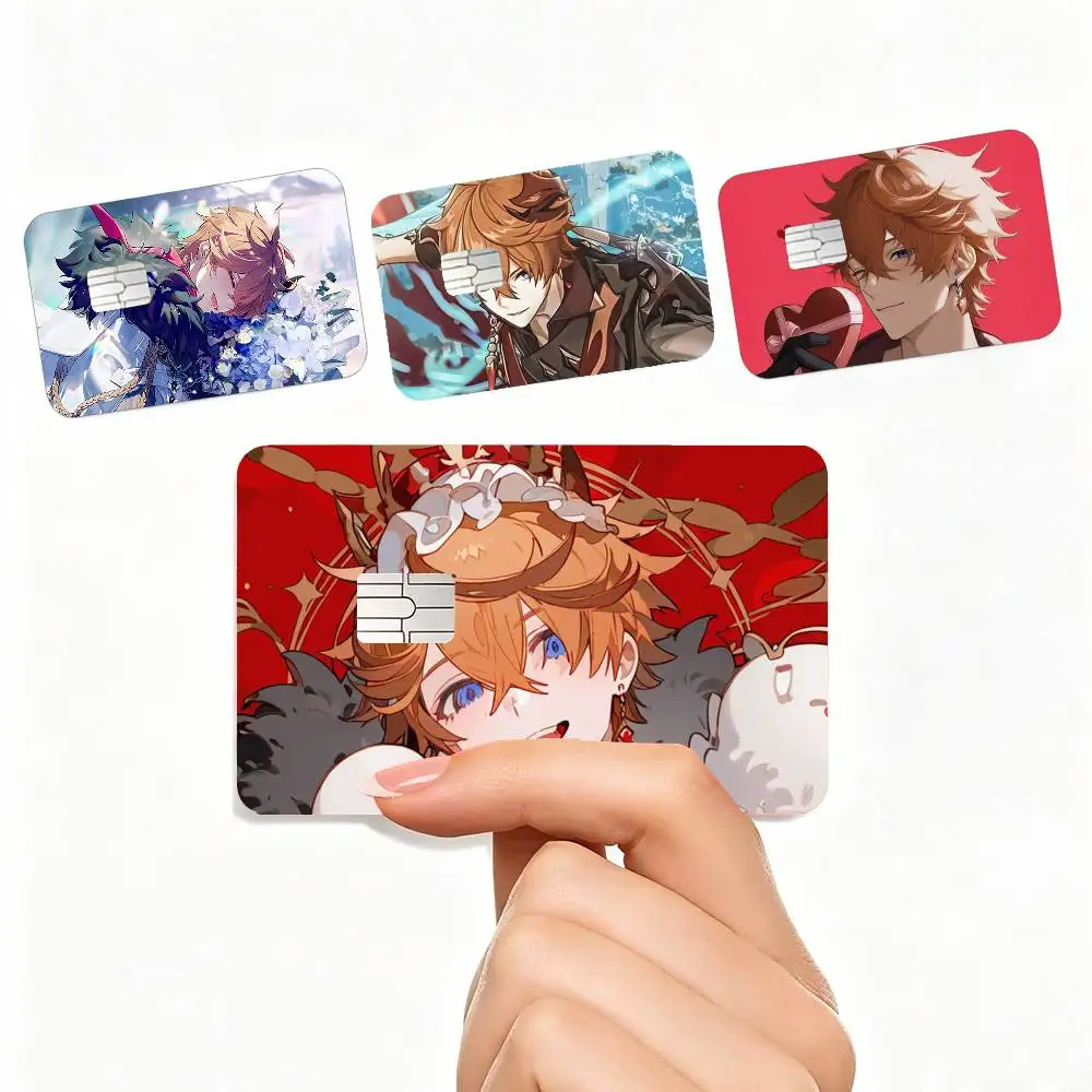 COOL T-Tartaglia Genshin Impact   4pcs 1Set Card Stickers Small Waterproof Chip 4PCS Card Sticker Anti-Scratch