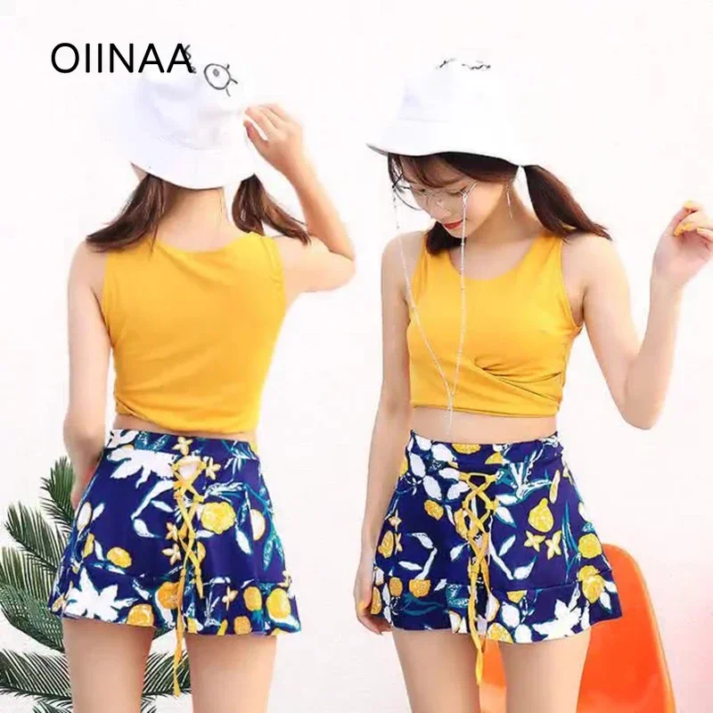 

OIINAA Bikini Set Women Drawstring Slim Hot Spring Swimwear 2025 New Split Swimsuit Japanese Summer Fashion Two Piece Swimwear