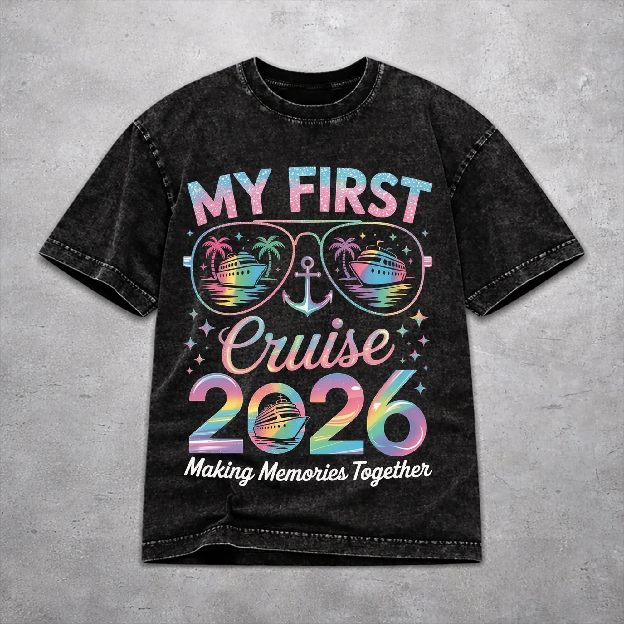 Oversize Family Cruise 2026  Merch T-Shirts for Men Women Making Memories Together Washed Cotton Tee Shirt Clothes