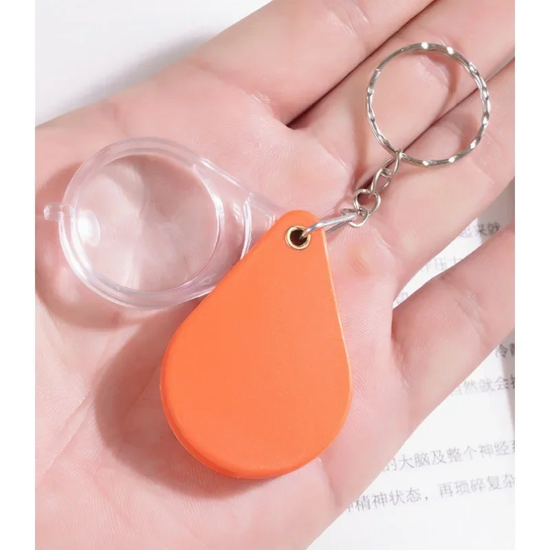 2pcs Outdoor Mini Magnifying Glass Portable Read Book Foldable Hold Keys Buckle Reading High Definition Small Tools Vision 32mm