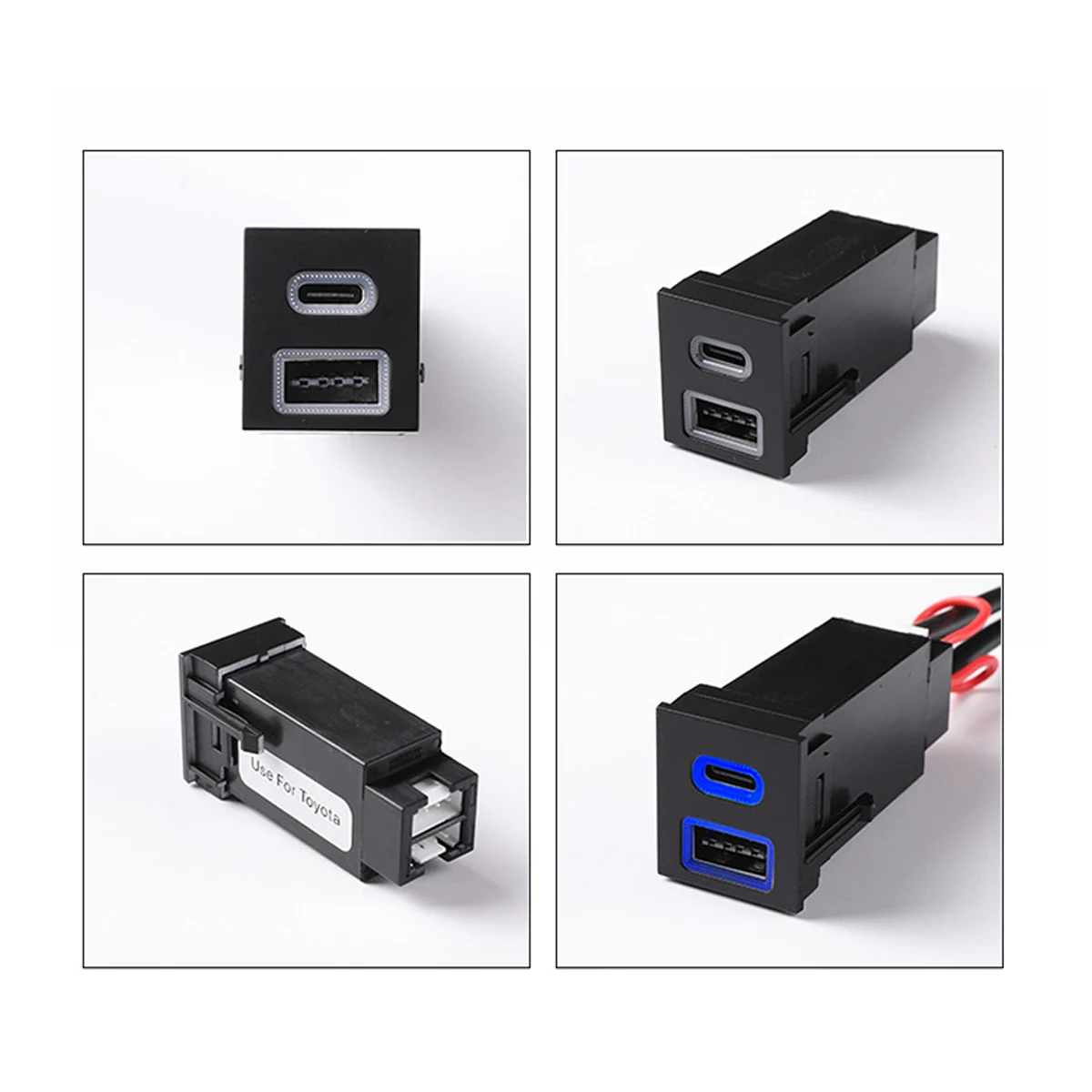 Car Charger Socket QC3.0 Dual USB PD Type C Charging Outlet Power Adapter For Toyota RAV4 Corolla Cross C-HR Sequoia PriusTundra