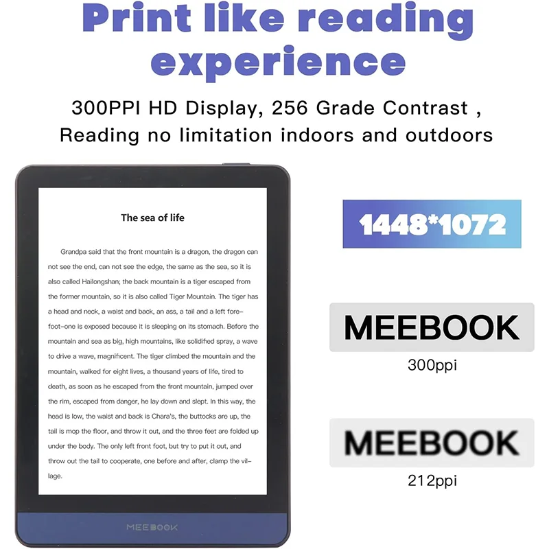 شاشة حبر قراءة كتاب Meebook E-Reader M6 6 بوصة قابل للتعديل ضوء ذكي أندرويد 11 Ouad Core معالج كتب الصوت #4
