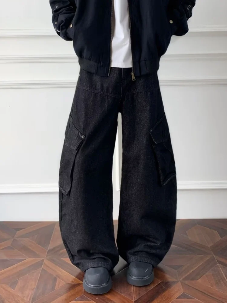 2025, japanische Y2K-Streetwear, schwarze Baggy-Cargo-Jeans, Hose für Herren, Kleidung, weites Bein, gerade Baumwolle, lange Hose, Moda Hombre – Detail 10