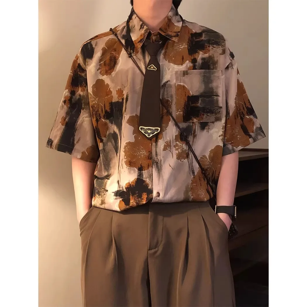 Design Inspired Short Sleeved Floral Shirt 2026 Summer New Loose Casual Versatile Men's Clothing