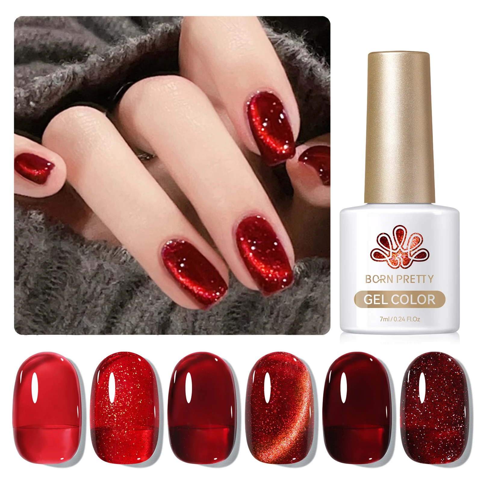 BORN PRETTY-Juego de Esmalte de Gel para uñas, 6 uds., rojo y blanco, todo para decoración, Gel UV para remojo, Pintura de Manicura de larga duración, Vernis en Gel