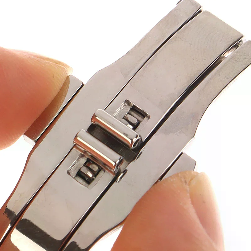 /HTF/1Pc Stainless Steel Butterfly Deployment Buckle Polished Button Watch Band 15/17/19/21/23/25MM Watchbands Clasp Accessories