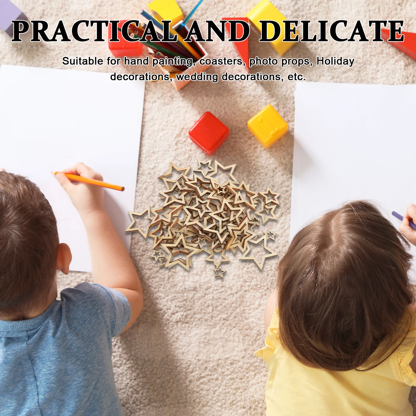 

100 pcs Wooden Pentagram Circles 10/20/30Mm Unfinished Natural Wood Slices Diy Craft Decor For Home Wedding Holiday Ornament