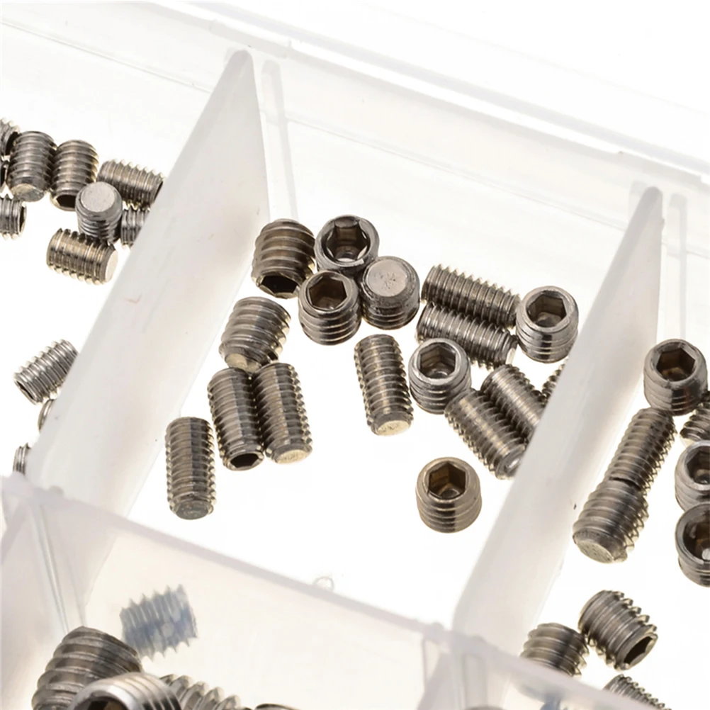 

200pcs Hexagon Head Stainless Steel M4 M5 M6 M8 Fasteners Socket Set Grub Screw Screw Electronics Hardware