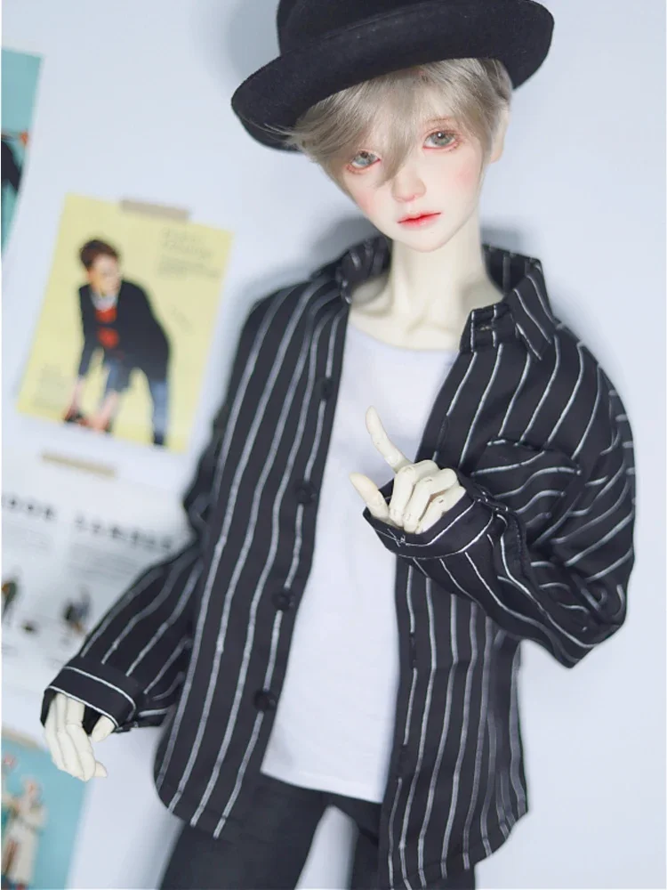 G10-217   1/4 1/3 Uncle SSDF POPO68 SD 10 BJD MSD doll baby clothes Black striped satin bat shirt  1 pcs