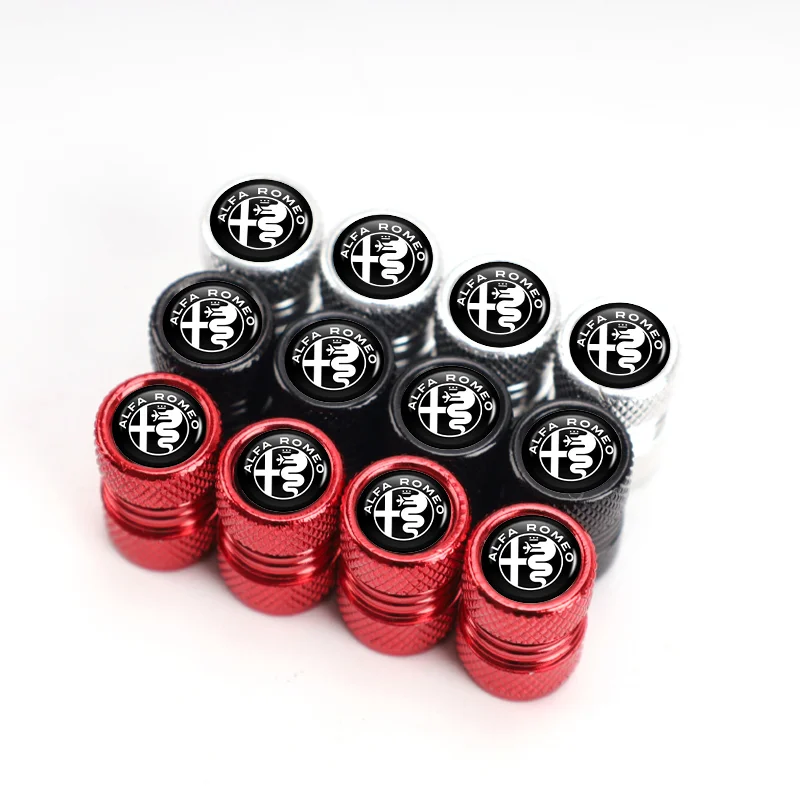 4pcs Car Styling Tire Valve Caps Dustproof Caps For Alfa Romeo 159 Giulietta Giulia 147 Mito 156 166 GT Stelvio F1 Brera Volante