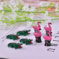 10pcs/pack 3D Crocodile Flamingo Resin Charms Cabochon for DIY Jewelry Making
