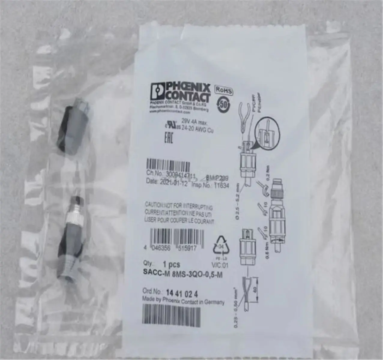 SACC-M 8MS-3QO-0,5-M 1441024 connector
