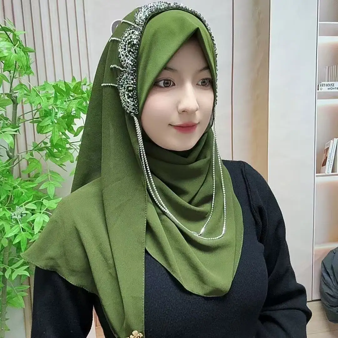 Abaya Hijab Muslim Women Shawl Lace Headscarf Luxury Tassels Scarf Malaysia Prayer Kufi Islam Saudi Arabia Turban 05537