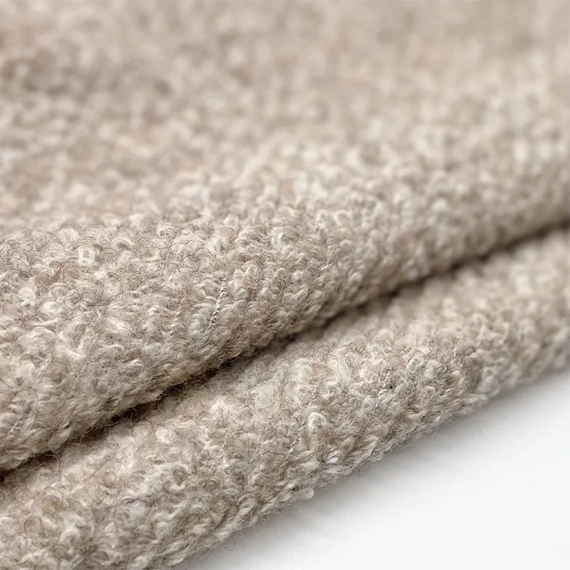 2 Yards of Oatmeal-Colored Looped Soft Thick Double-Sided Knitted Wool Fabric for Autumn and Winter Coats