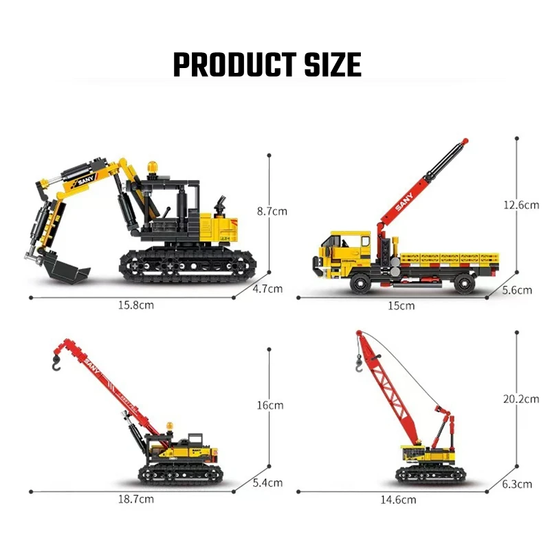 4in1 Rotary Drilling Rigs Building Blocks Kit City Construction Engineering Vehicle Excavator Crane Truck Bricks Kids Toys Gifts