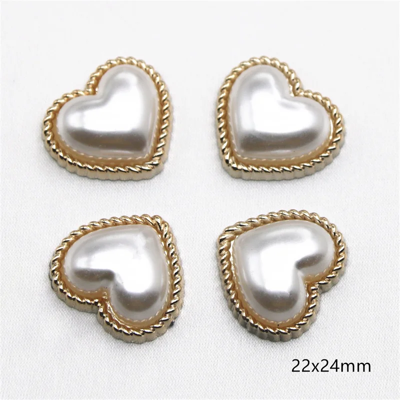 10PCS Heart Pearl flat back Button DIY Clothing Wedding Invitation Jewelry Decoration Accessories No Hole