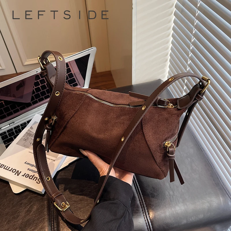 

LEFTSIDE Retro Small Solid Color Shoulder Bag 2025 Luxury Fashion Design Crossbody Bags Females Luxury New Handbags and Purses