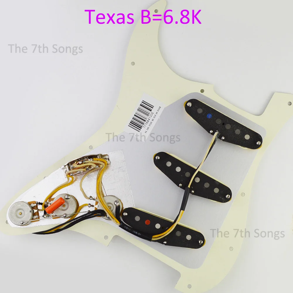 Texas Blues Bridge 7.6K / 6.8K Alnico 5 SSS Pickup ST Guitar Loaded Pickguard Guitar Wiring Prewired Fibre Grey / Black view 2