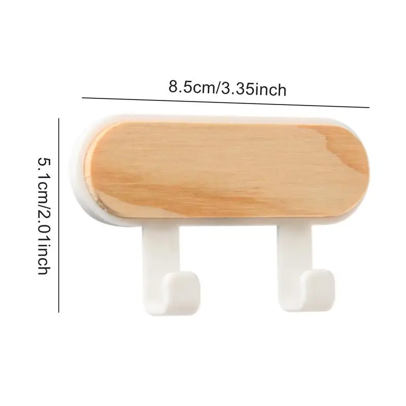 Adhesive Hooks No Hole ABS Adhesive Powerful Hooks Key Wooden Hooks Bathroom Shower Kitchen Storage Hooks Wall Mounted