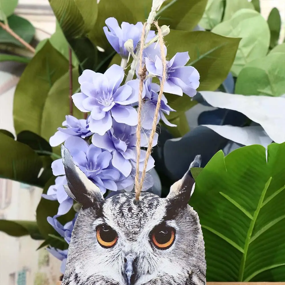 Waterproof Bird Repel Owl Scarecrow Hanging Fake Bird Scare Device with Bells Realistic Outdoor Garden Decoration view 5