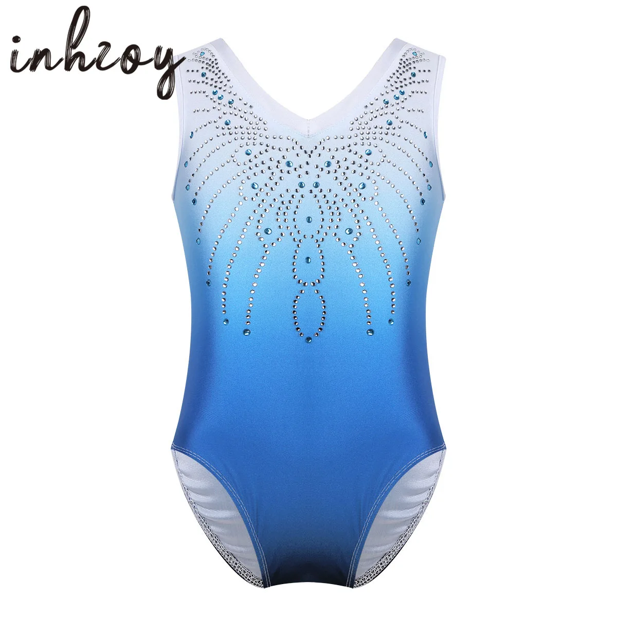 

Kids Girls Shiny Rhinestone Ballet Dance Leotard Gymnastics Practice Ice Skating Tank Jumpsuit Bodysuit Performance Clothes