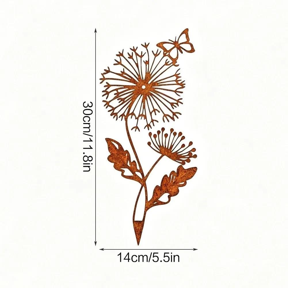 Metal Courtyard Garden Ornament Featuring Floral and Butterfly Motifs Designed for Natural Outdoor Environment