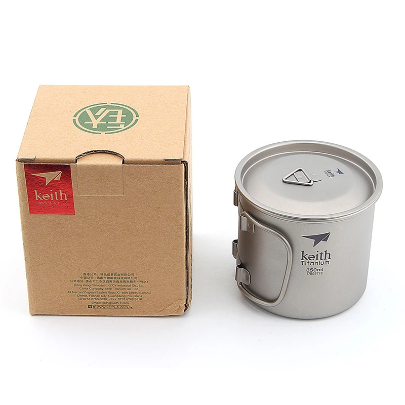 Keith Titanium Camping Mug Folding Handle 350ml Outdoor Travel Office Party Drinkware Titanium Water Cup Beer Tea Coffee Mug