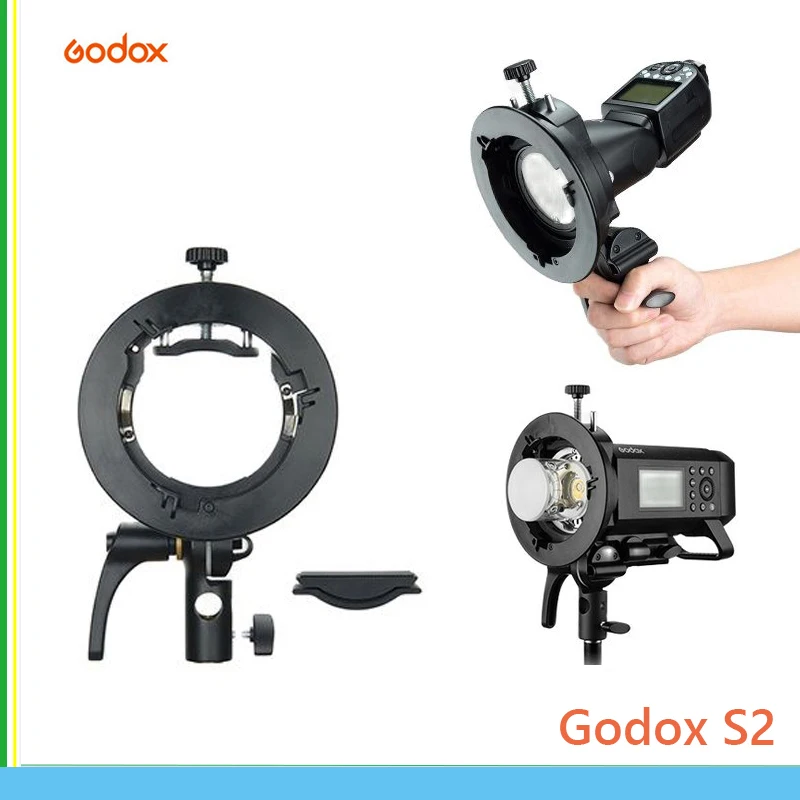 Godox S2 Speedlite Bracket Bowens Mount Flash Holder for Godox V1 Round Head Speedlite V860II TT350 Series outdoor Flash bracket