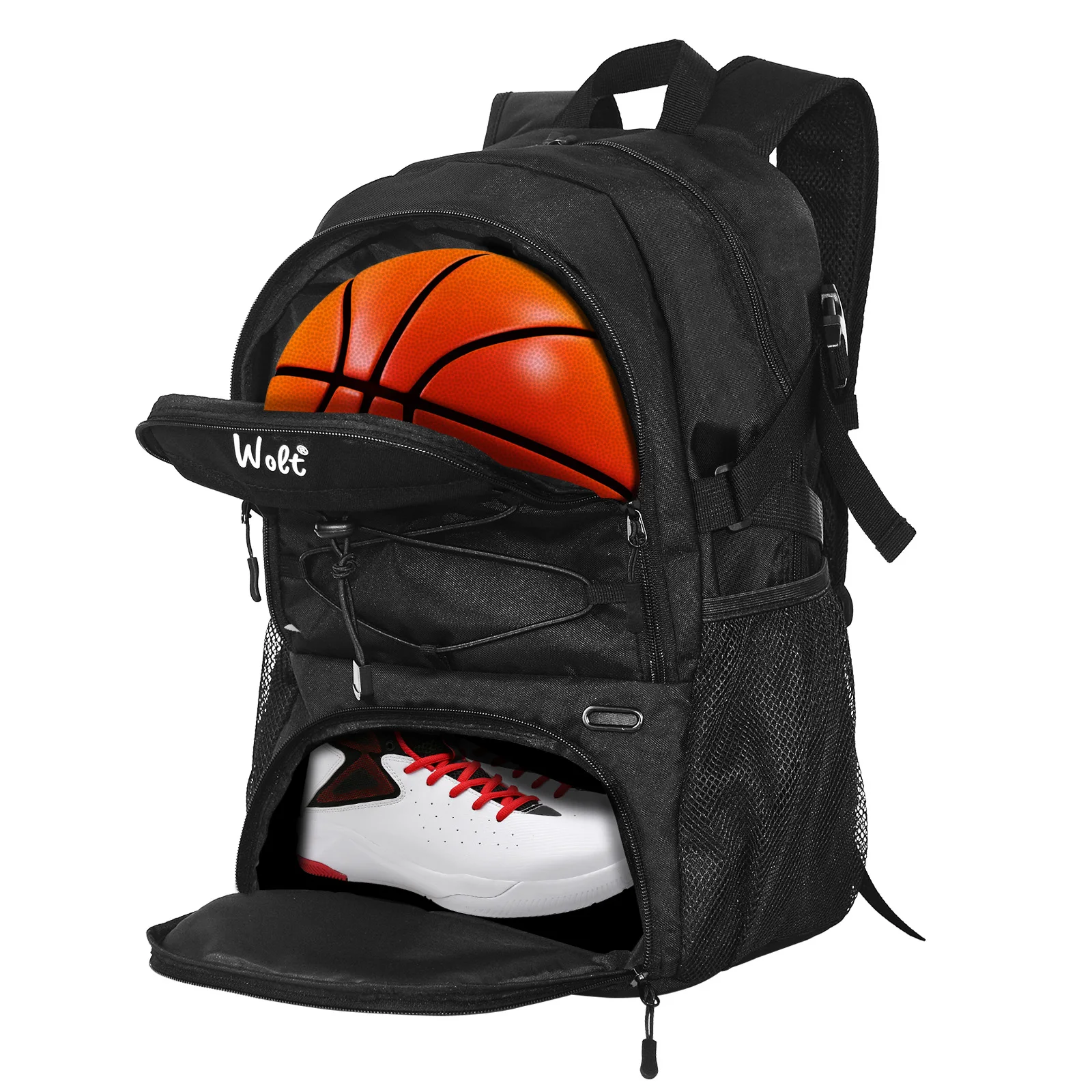 Wolt | Basketball Backpack Large Sports Bag with Separate Ball holder & Shoes compartment, Best for Basketball, Soccer