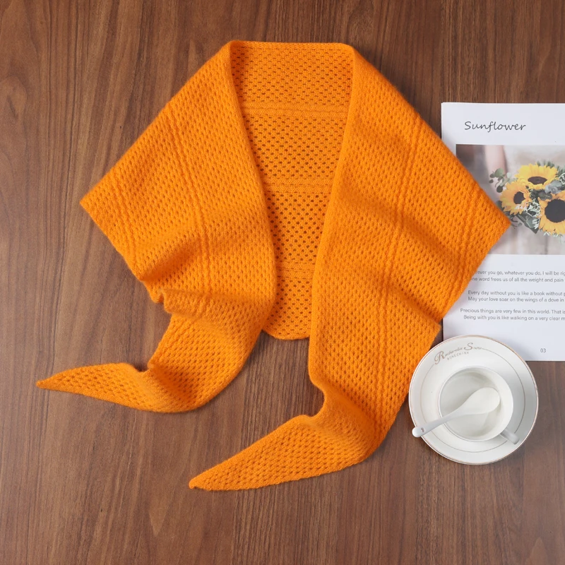 

Autumn Winter 100% Pure Hairline Hollow Small Triangle Scarf Women's Warmth Knitted Simple Scarf Shawl Dual Use and Versatile..