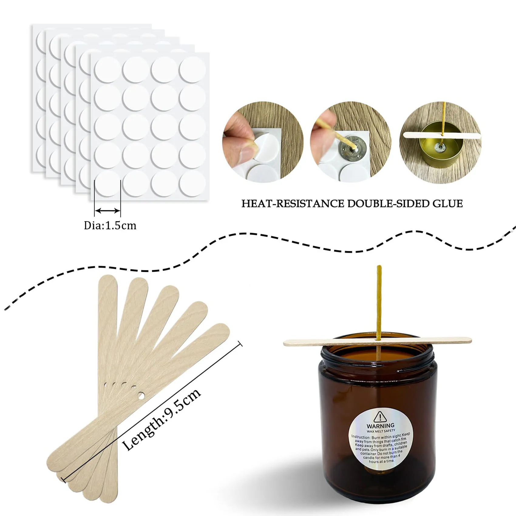 Picture 3: 100Pcs Beeswax Candle Wicks 9-20cm Pre-Waxed by 100% Natural Beeswax Wicks Candle Stickers DIY Handmade Candle Making Supplies