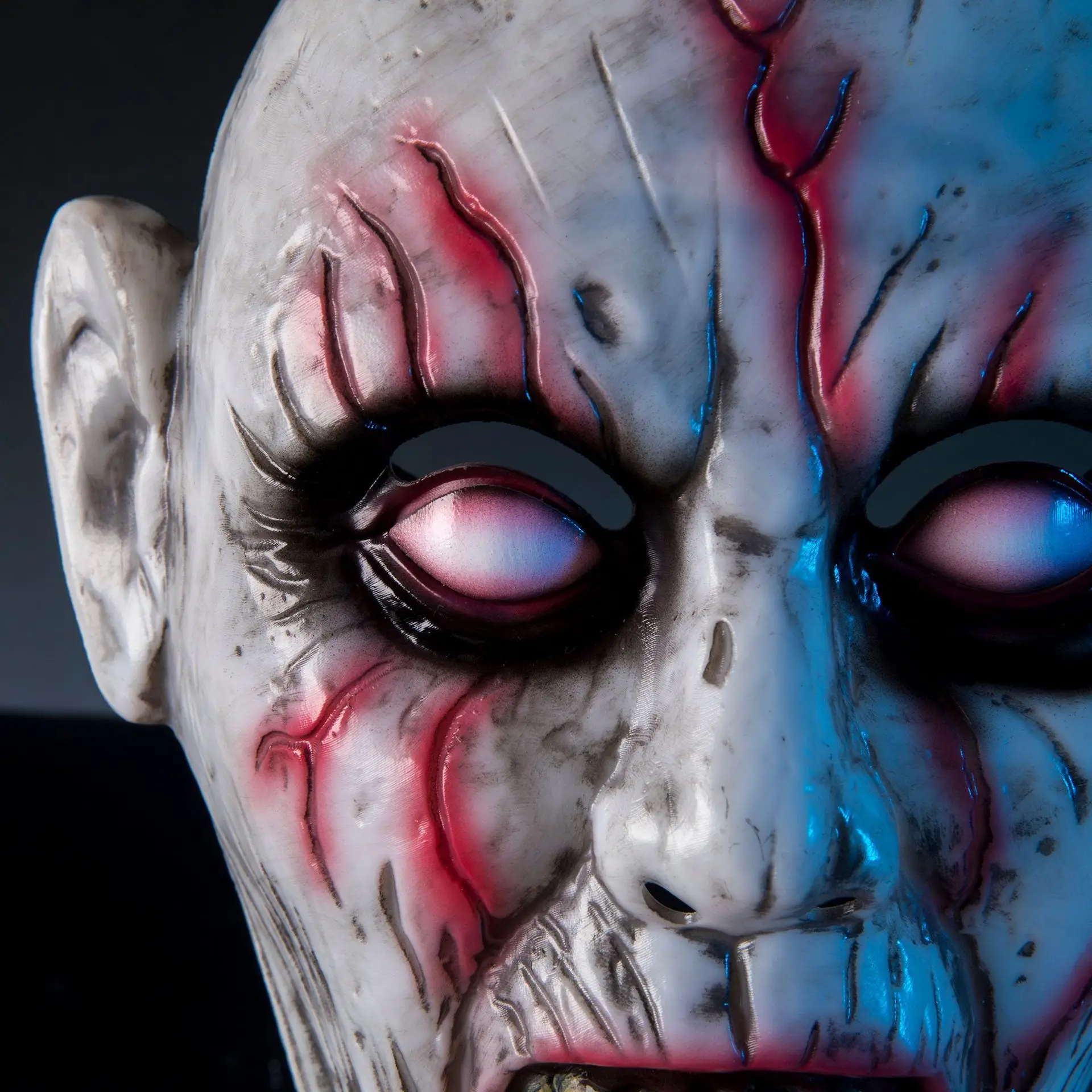 Máscara sangrienta zombiada, máscaras de fantasma de ojos blancos, cara completa, terror aterrador, demonios horribles, máscaras de monstruos, accesorios de disfraz de Halloween