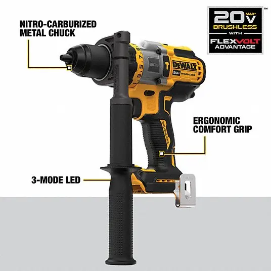 DEWALT DCD999 Brushless Cordless Hammer Drill Driver 1/2in 20V Lithium With LED 210mm Power Tools 2000RPM 38250BPM Bare Tool