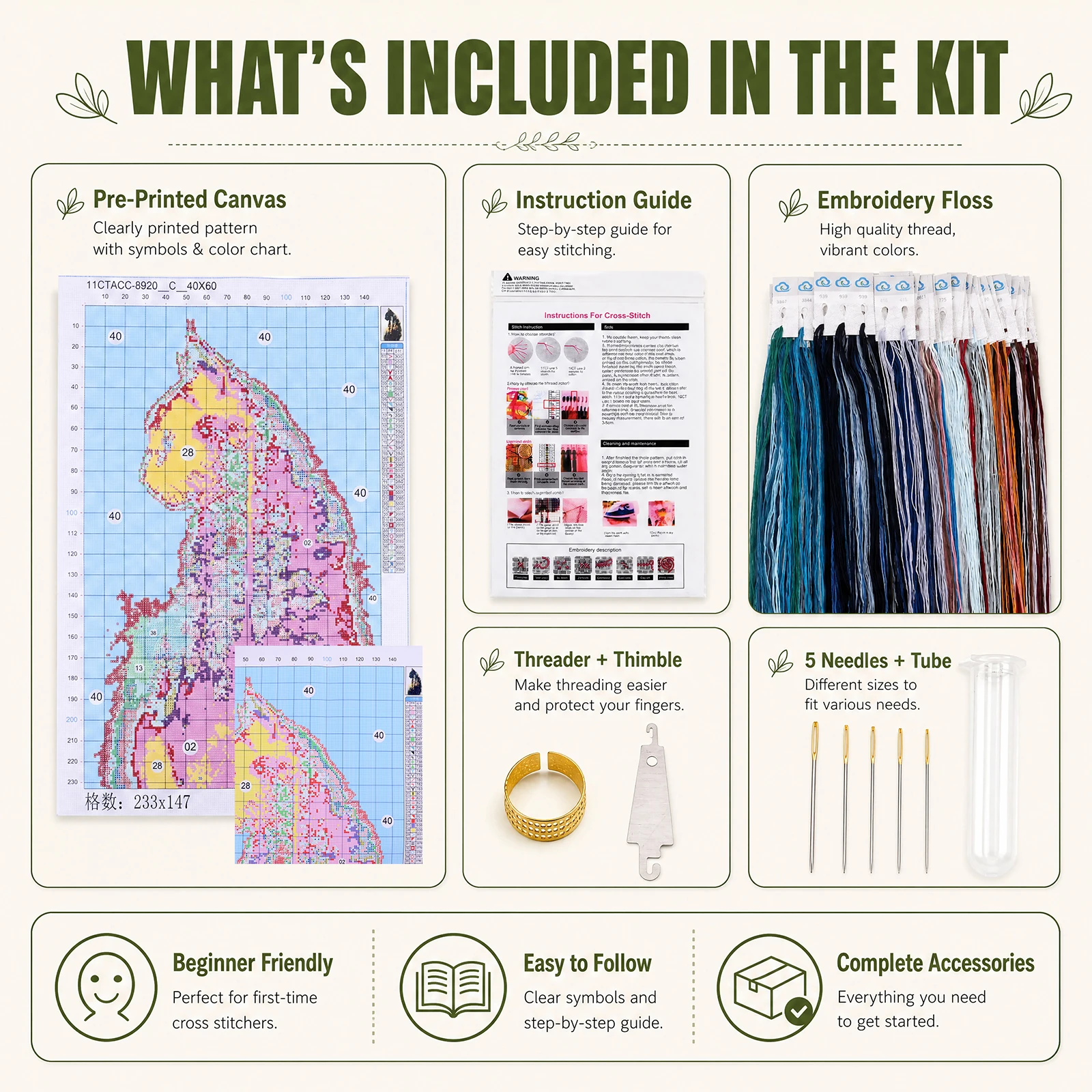 Kit de Ponto Cruz com Tema de - Embroidery Kit Starter avaliação e preço