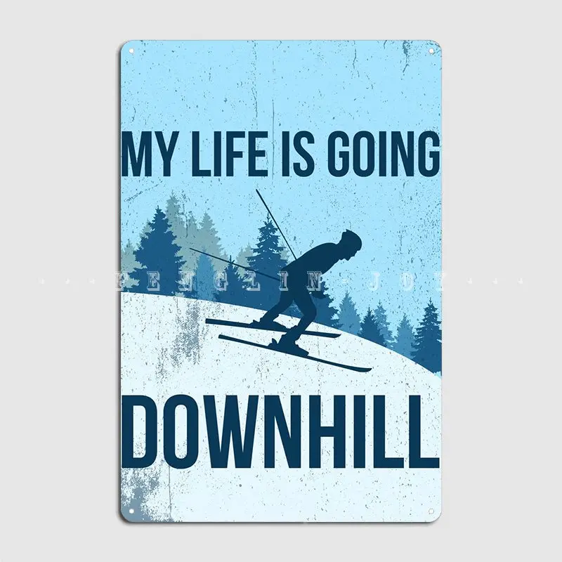 Downhill Skiing Poster Poster Metal Plaque Plates Garage Club Custom Cinema Garage Tin Sign Poster