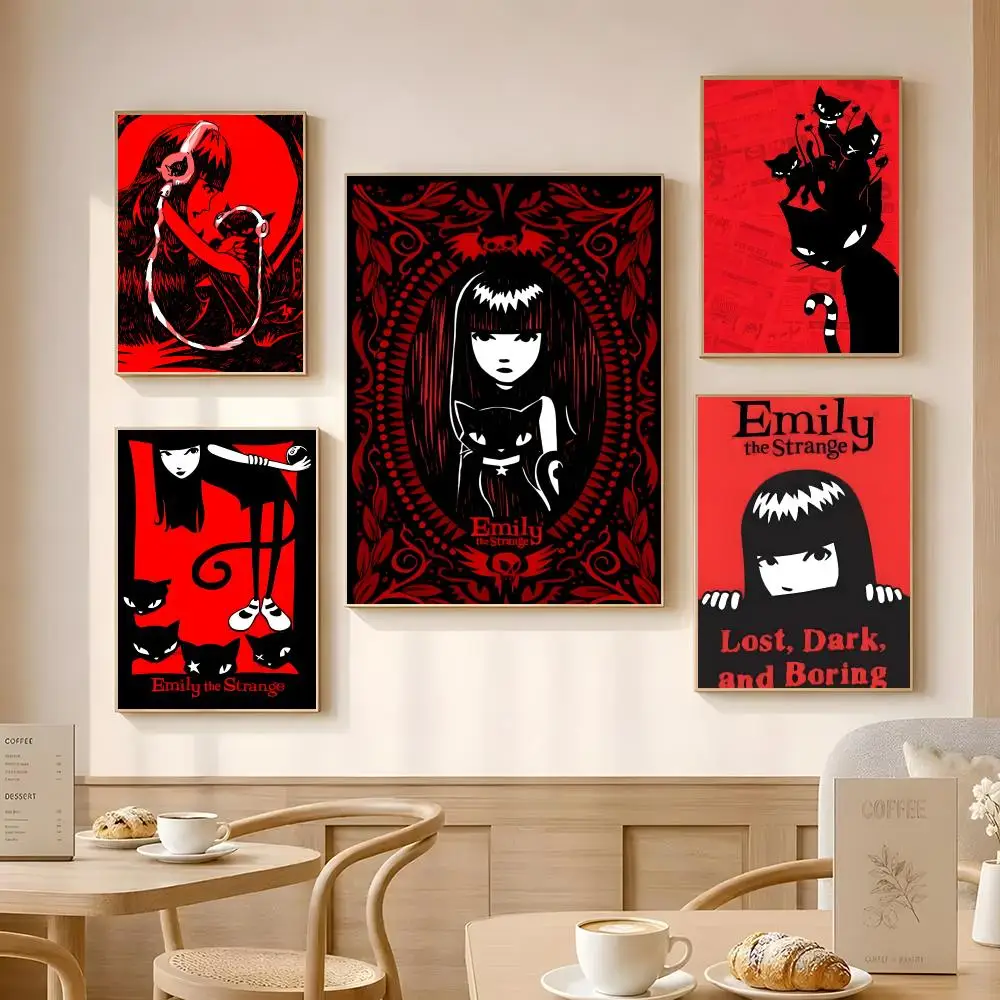 Character Emily the Strange Poster Poster Self-adhesive Art Waterproof Paper Sticker Coffee House Bar Room Wall Decor